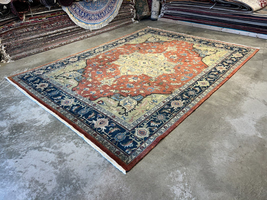 7'3"x10'3" Fine Hand-Knotted 100% Wool Pile IndoHeriz Rug