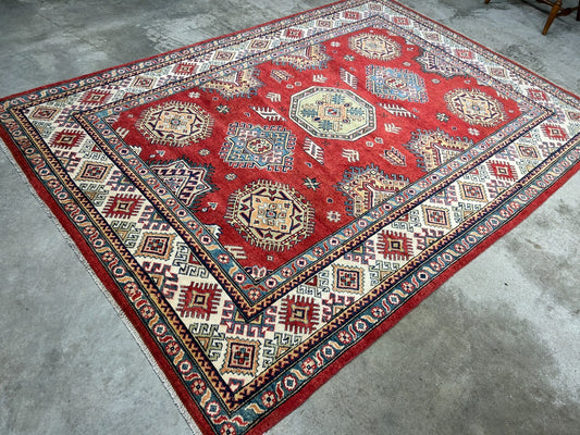 5'7"x7'10" Hand-Knotted 100% Wool Carpet - Fine Kazak Area Rug