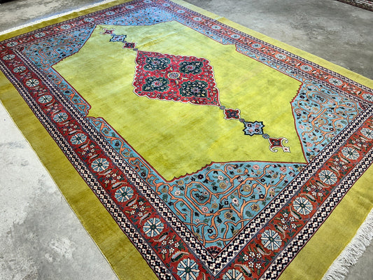 8'2"x11'3" One-of-a-Kind Hand-Knotted 100% Wool Pile Tabrize Carpet - Area Rug