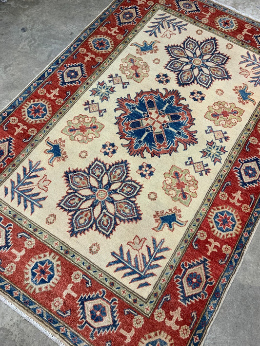 4'0'' x 6'0'' Hand-Knotted 100% Wool Pile Carpet - Oriental Area Rug