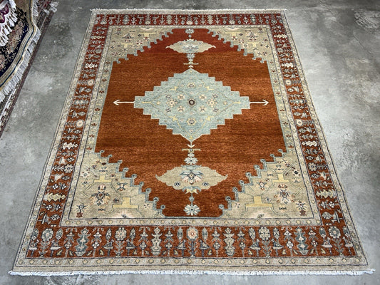 7’10”x9’11” Hand-Knotted 100% Wool Pile Indoserapi Area Rug - Carpet