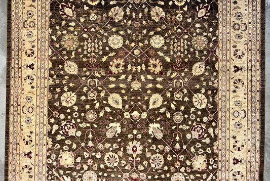 9'3"x12' Hand-Knotted 100% Wool Pile Agra Design Carpet - Area Rug