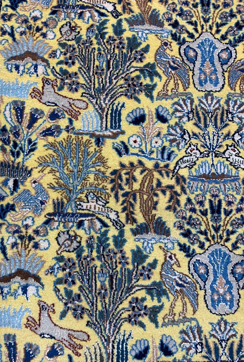 3'7"x5'6'' Very Fine Hand-Knotted Silk & Wool Tree of Life Naine Area Rug - Carp