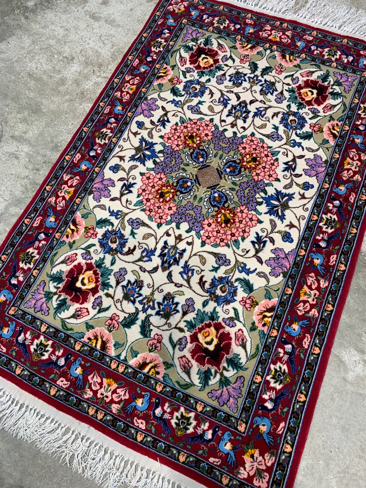 2'3"x3'6" Extra-Fine Hand-Knotted Wool & Silk Isfahane Rug