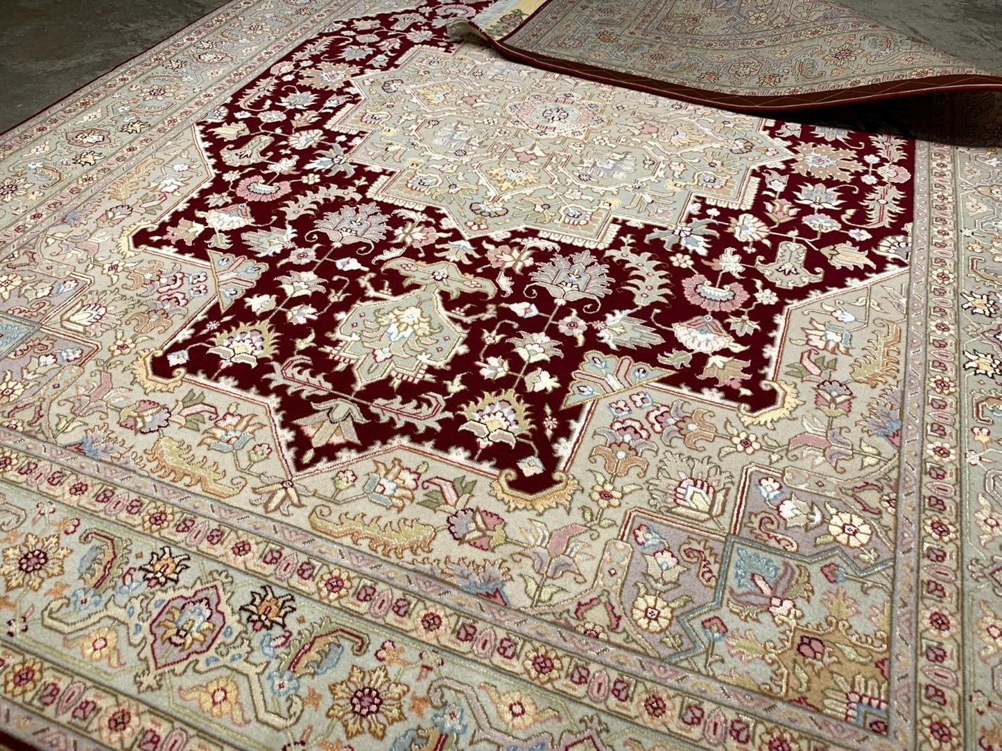 5'x7'1" Very Fine Hand-Knotted Wool & Silk Blend Tabrize Carpet - Area Rug