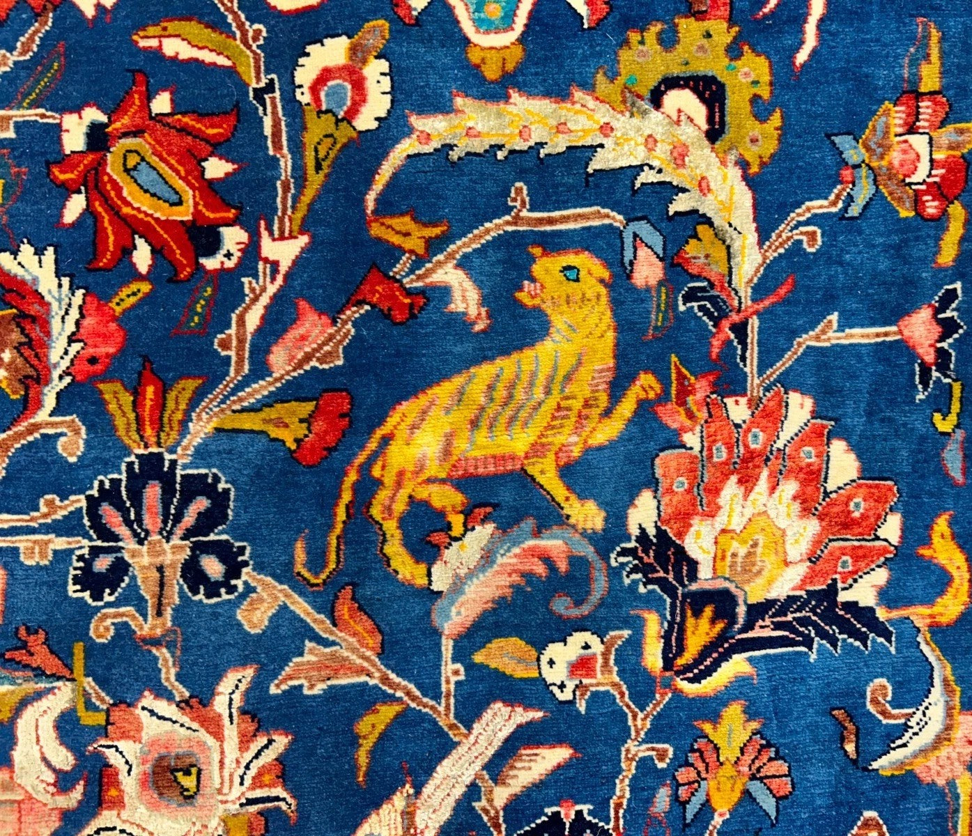 Collector Item - 10'6"x15'7" Antique Hand-Knotted Wool & Silk Varamine Area Rug