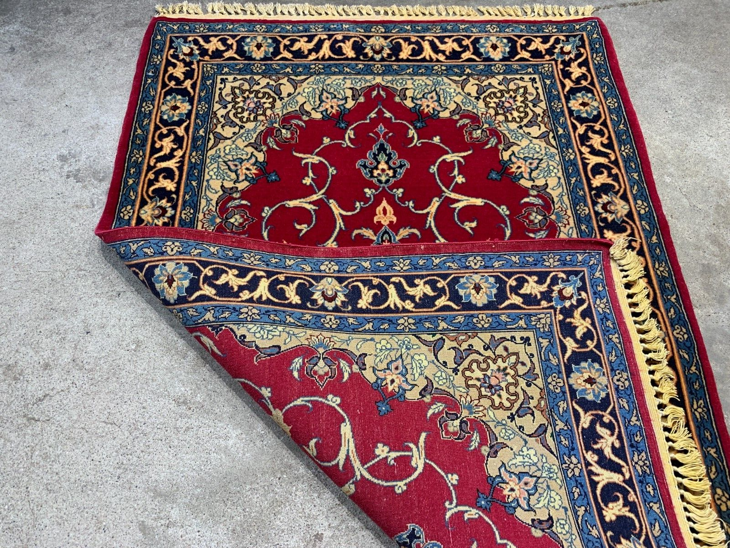 2'4"x3'5" Very Fine Hand-Knotted Wool & Silk Blend Isfahane Carpet - Area Rug