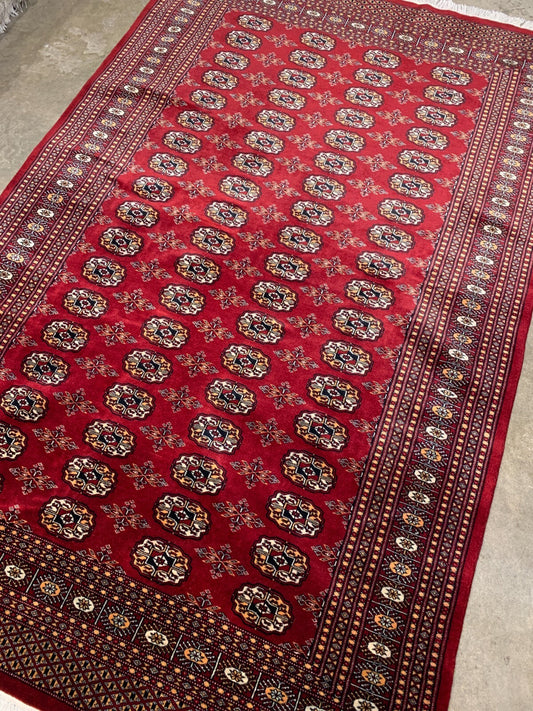 5'1" x 8'0" Hand-Knotted 100% Wool Pile Bokhara Area Rug