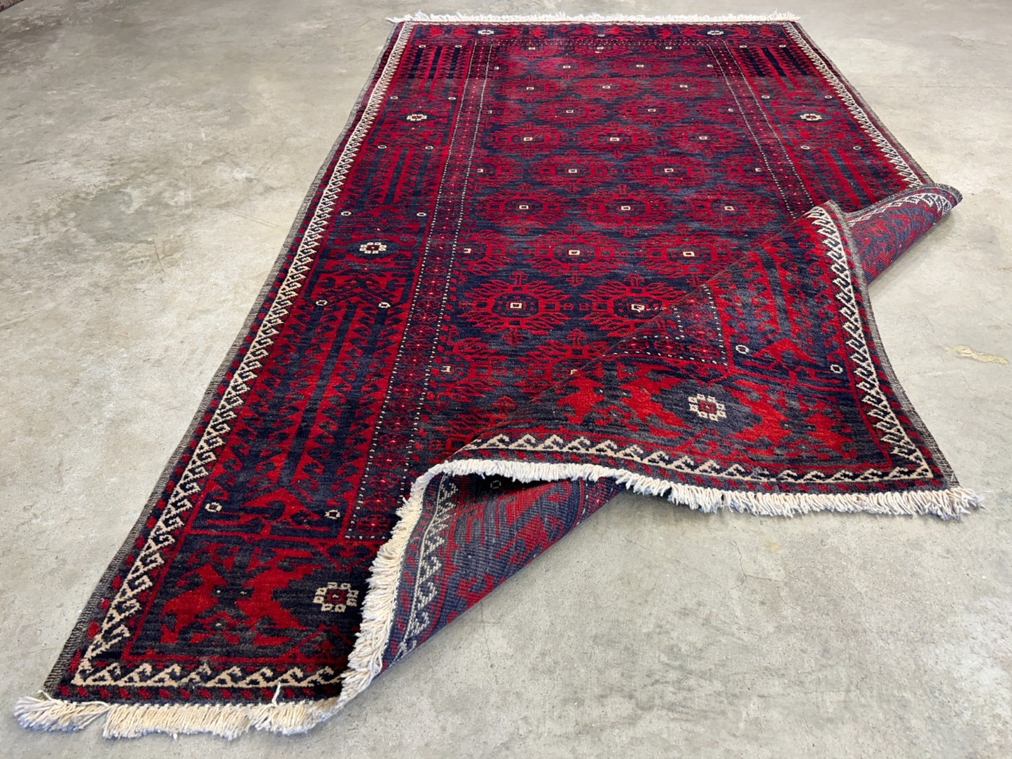 3'8"x6'7" Hand-Knotted 100% Wool Pile Balouchi Area Rug - Carpet