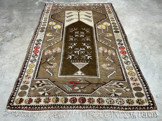 3'5"x5'3" Hand-Knotted 100% Wool Pile Kazak Area Rug - Carpet