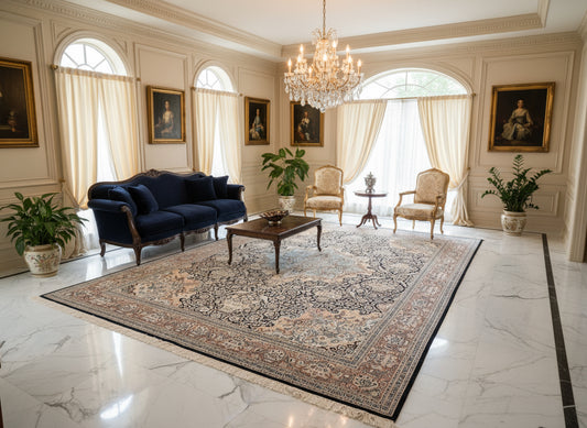 9'x12'6" Hand-Knotted 100% Kashmiri Silk Pile Area Rug