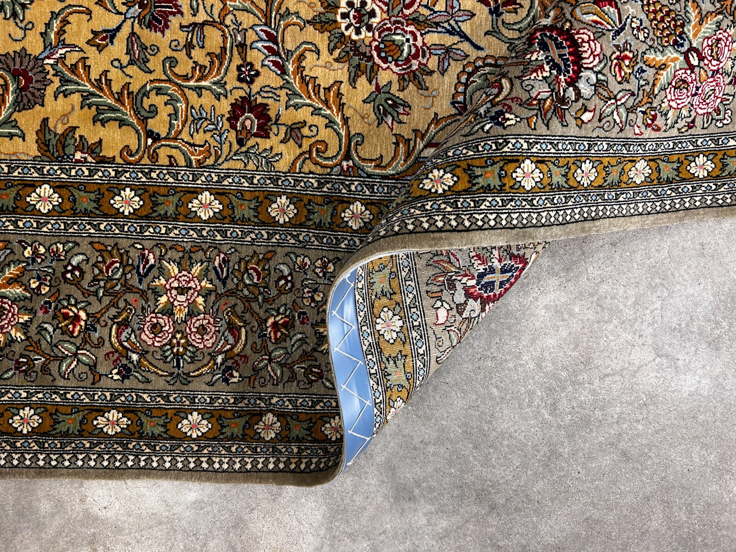 7'x11'6" Very Fine Hand-Knotted Wool & Silk Qume Rug