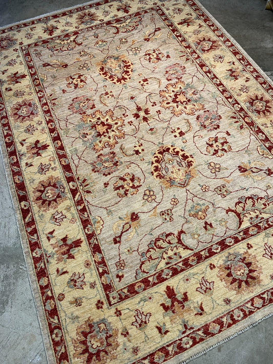 5'8"x8'2" Hand-Knotted 100% Wool Pile Pakistani Area Rug - Carpet