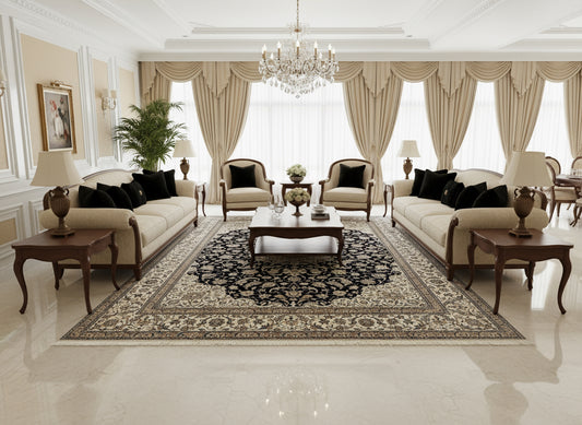 10'4"x14'3" Fine Hand-Knotted Wool & Silk Naine Rug