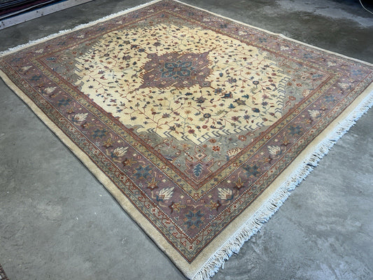 7’10”x9’6” Hand-Knotted 100% Wool Pile Oriental Area Rug - Carpet