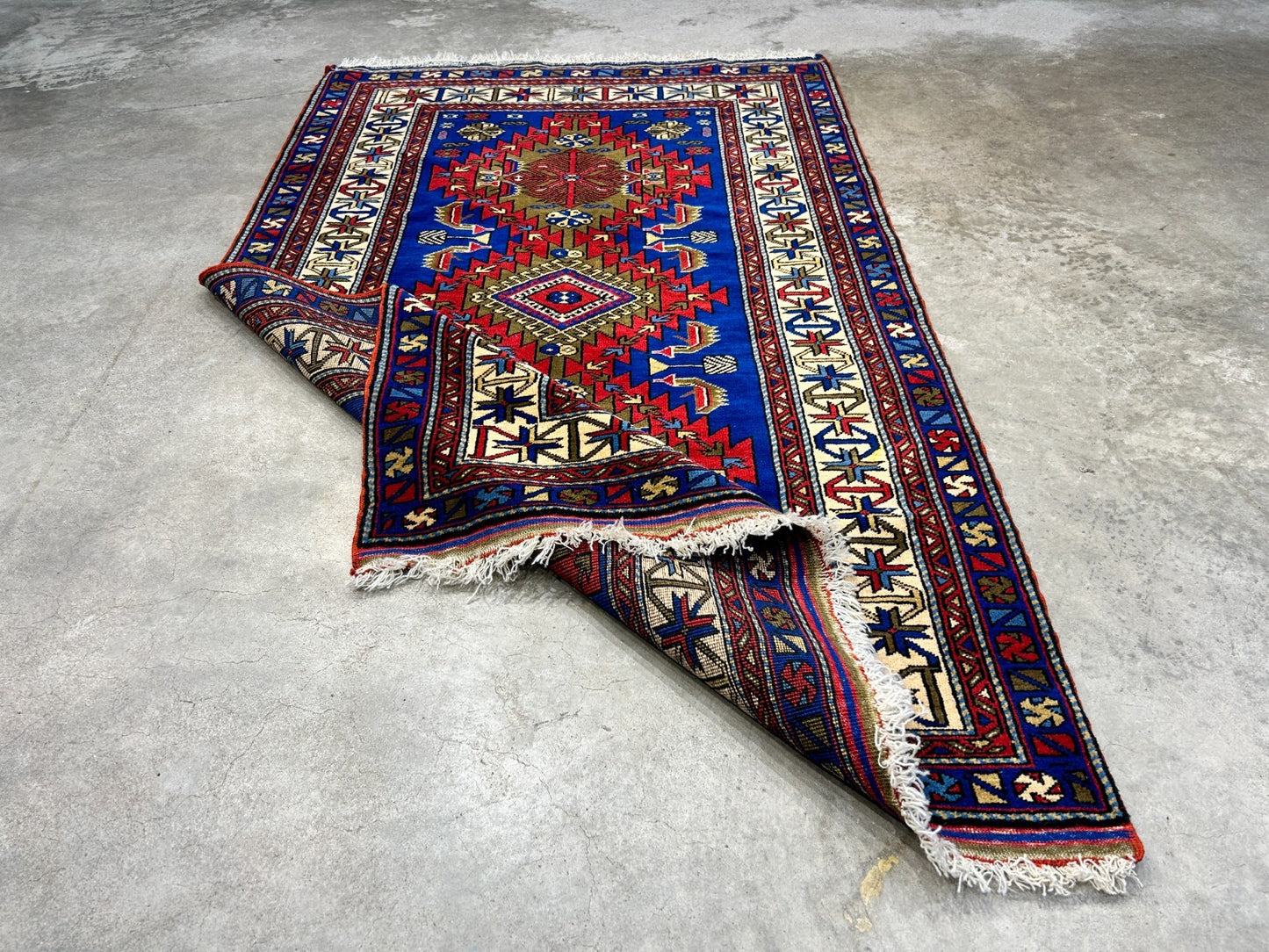 3'6"x5'9" Hand-Knotted 100% Wool Pile Yalamehe Rug