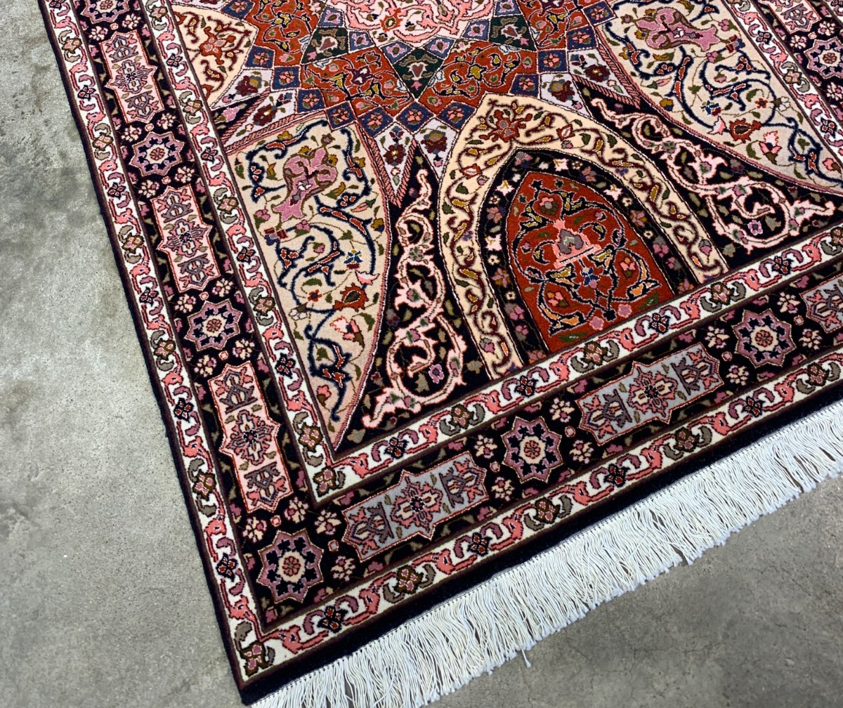 3'5"x5' Hand-Knotted Silk & Wool Tabrize Gonbadi Area Rug