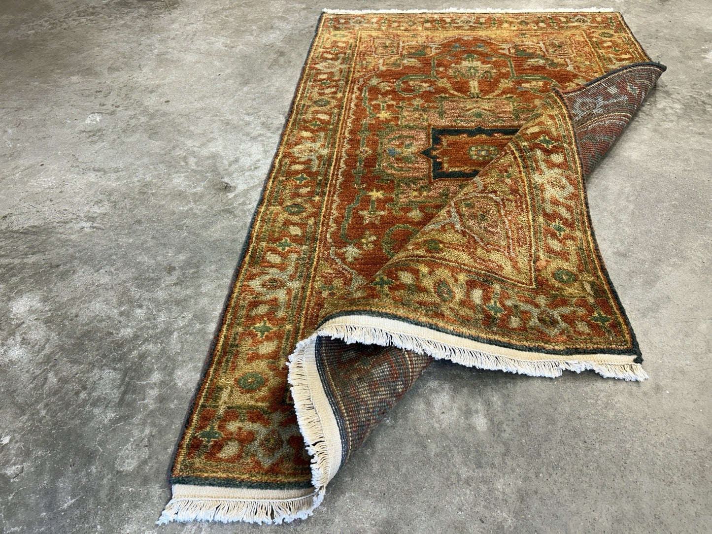 3’x5’ Hand-Knotted 100% Wool Indoserapi Area Rug - Carpet
