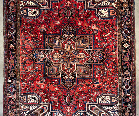 8'2"x11'1" Hand-Knotted 100% Wool Pile Herize Rug