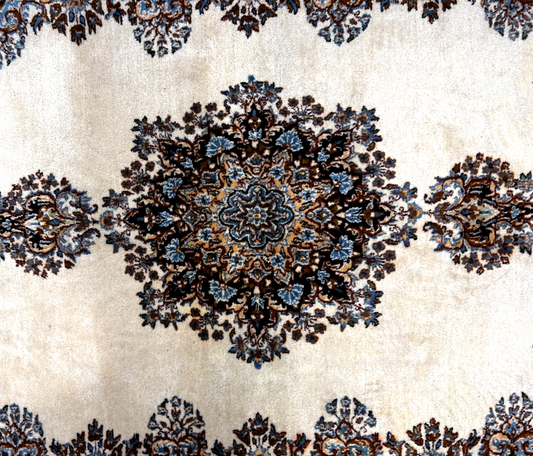 7'4"x10'10" Hand-Knotted 100% Wool Kermane Area Rug - Carpet