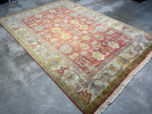 6'2"x8'11" Hand-Knotted 100% Wool Pile India-Farahane Carpet - Area Rug