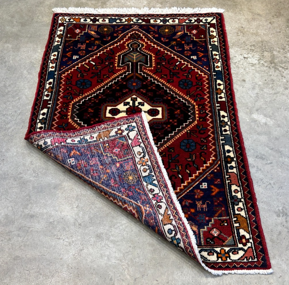 2'10"x4'2" Hand-Knotted 100% Wool Pile Hamadane Rug