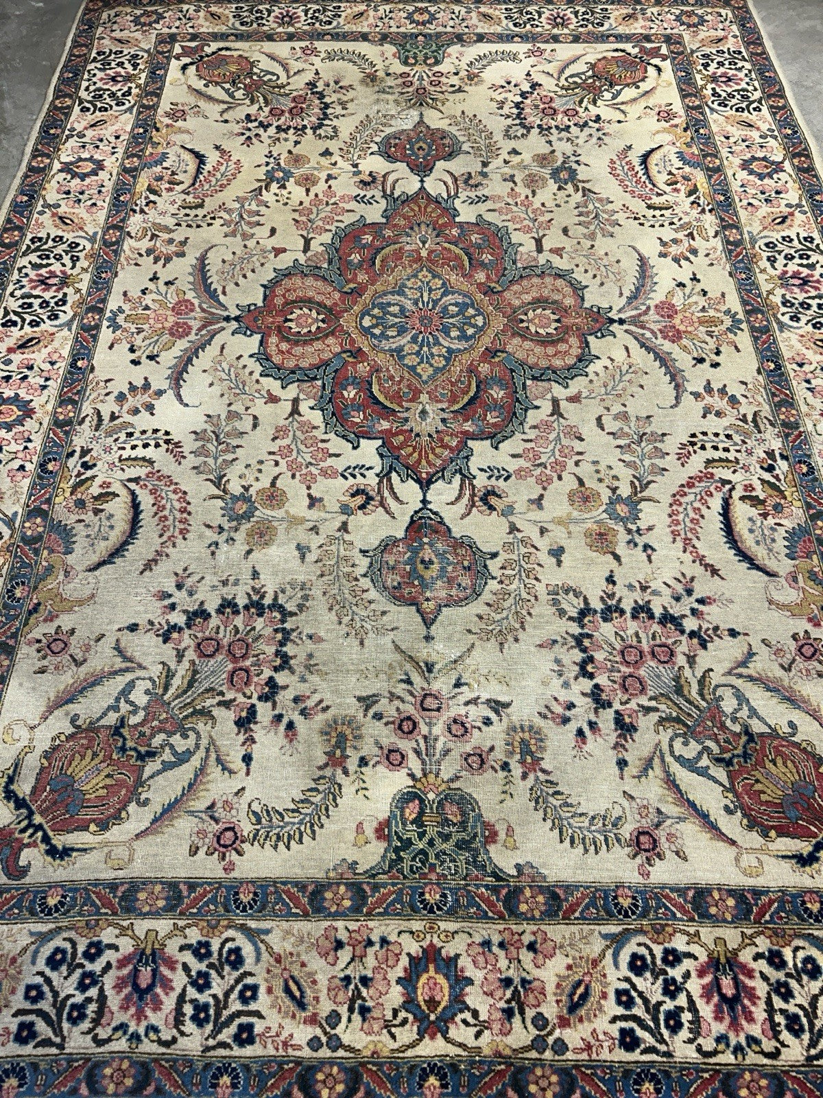 7’8”x10’8” Antique Hand-Knotted 100% Wool Pile Tabrize Area Rug - Carpet