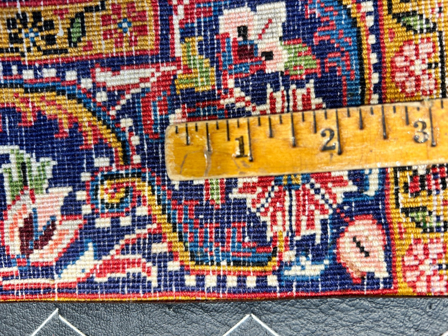 Rare Antique _ 3'4"x4'9" Hand-Knotted 100% Wool Pile Sarouke Josan Area Rug