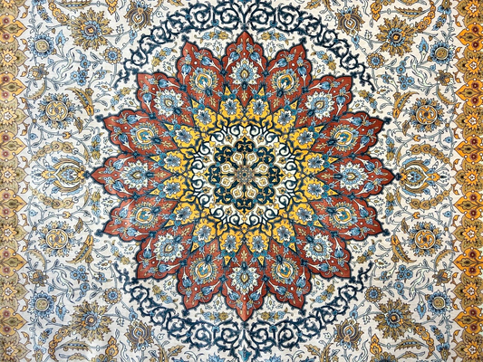 7'3"x10'7" Exquisite Extra-Fine Hand-Knotted 100% Silk Qume Carpet - Area Rug