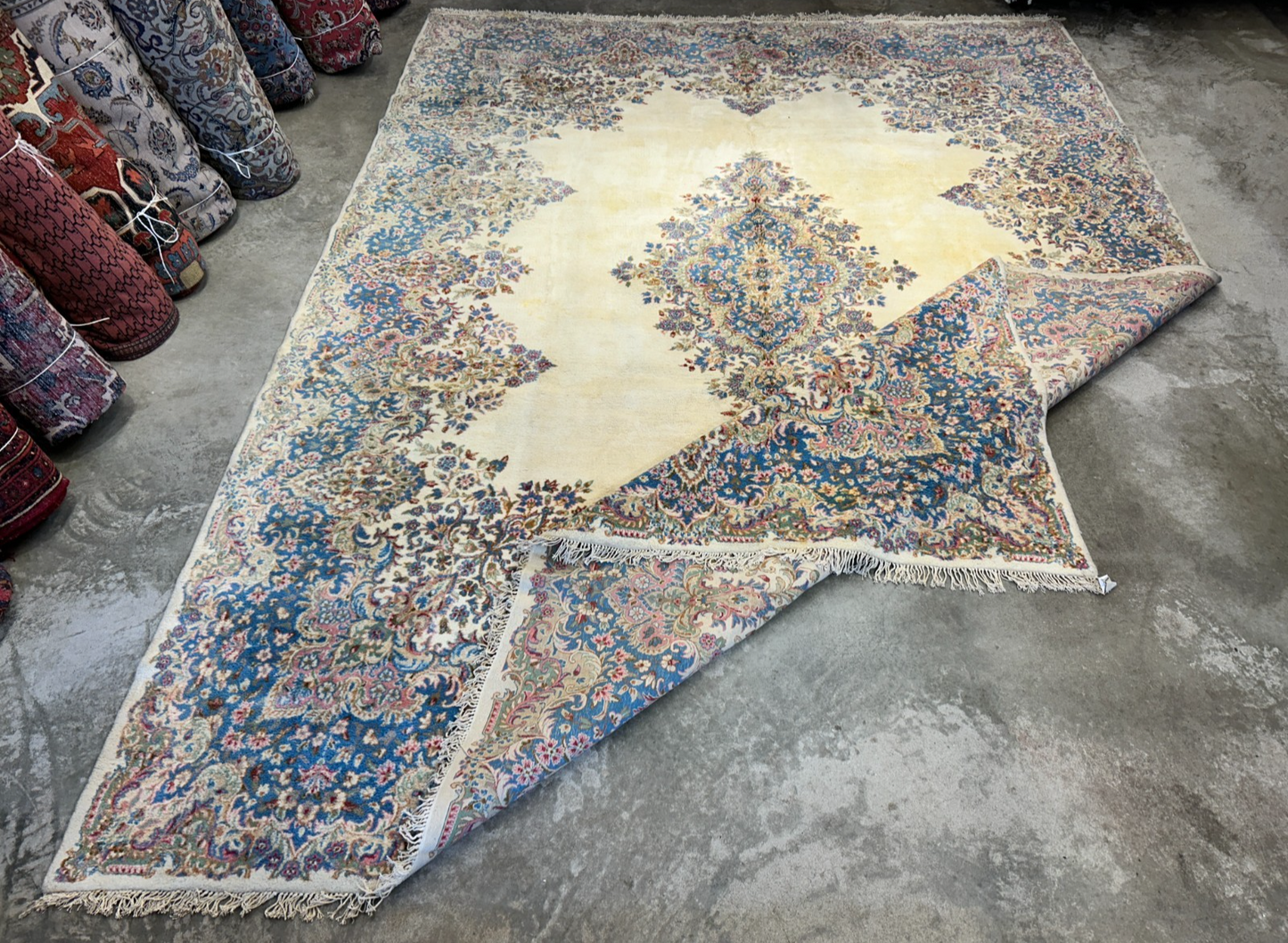 10'11"x14'9" Hand-Knotted 100% Wool Pile Kermane Area Rug - Carpet