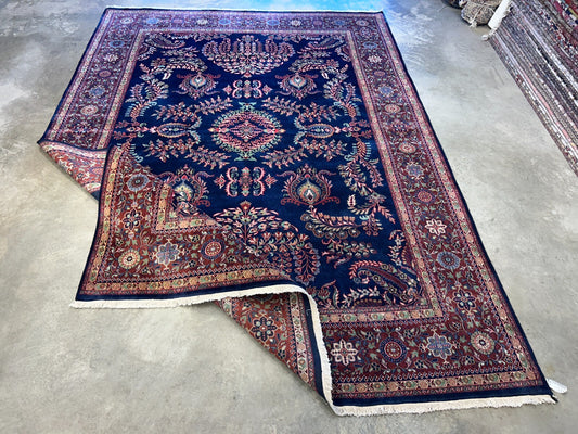 8'9"x12'1" Hand-Knotted 100% Wool Pile IndoSarouke Rug