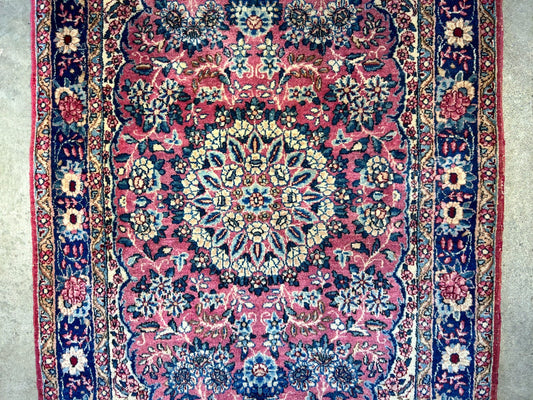 3'x5'1" Antique Hand-Knotted 100% Wool Pile Ravare Kermane Rug