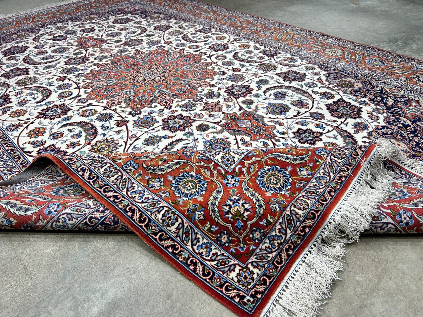 6'9"x9'10" Extra Fine Hand-Knotted Wool & Silk Isfahane Seirafian Rug