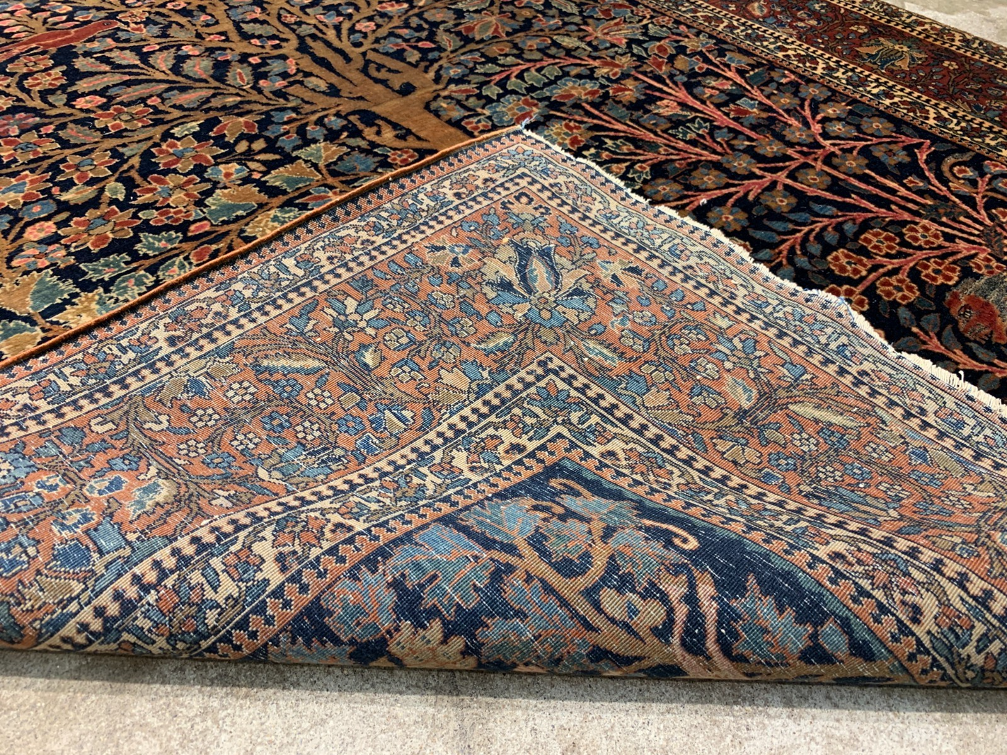 Collector Item - 4'3"x6'2" Antique Pre-1900 Fine Wool Mohtashame Kashane Rug