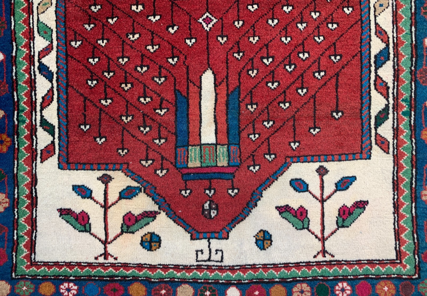 3'5"x4'9'' Hand-Knotted 100% Wool Pile Hamadane Area Rug - Carpet