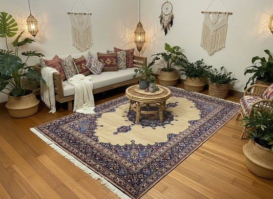 6'11"x10'3" Antique Hand-Knotted Wool Oriental Mood Rug - Area Carpet