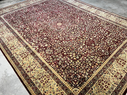 9'x12' Hand-Knotted 100% Lamb Wool Pile Persiane Design Carpet - Area Rug