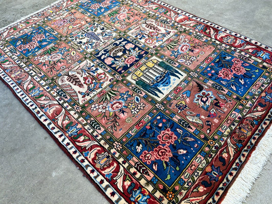 3'5"x5'2" Hand-Knotted 100% Lamb Wool Bakhtiarie Carpet - Area Rug