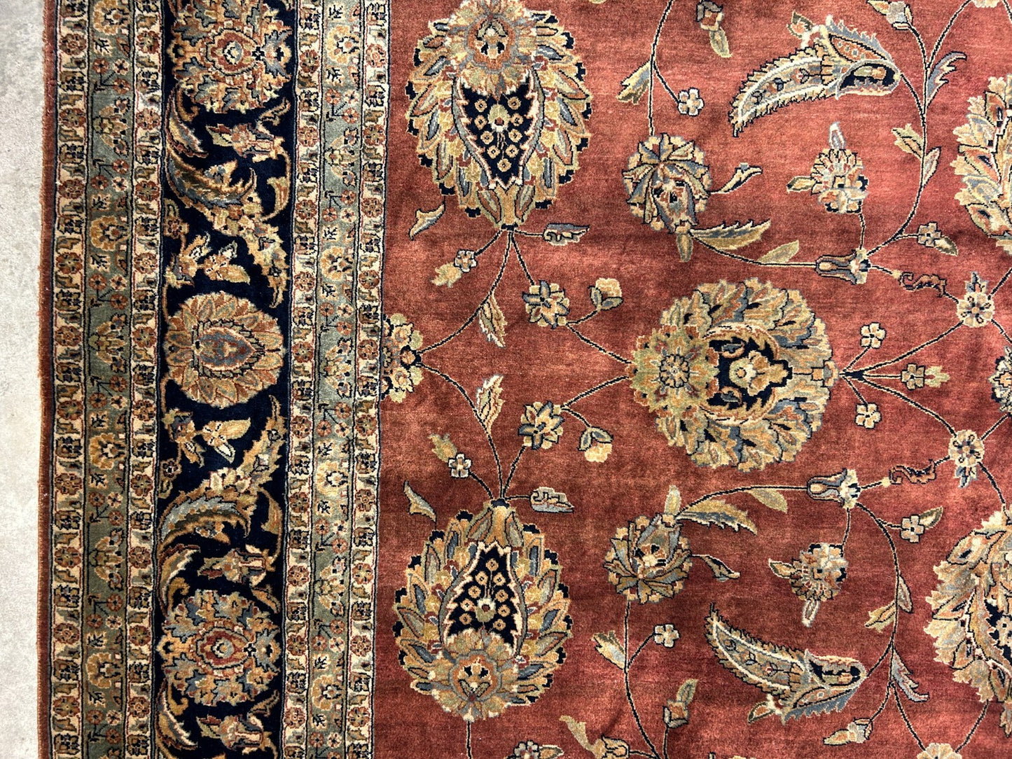 8'10"x12'3" Hand-Knotted 100% Wool Pile Indian Rug