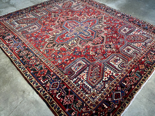 7'9"x9'1" Hand-Knotted 100% Wool Herize Carpet - Area Rug - Square Shaped