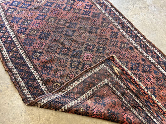 3'5"x5'9" Antique Hand-Knotted 100% Wool Senneh Area Rug - Carpet
