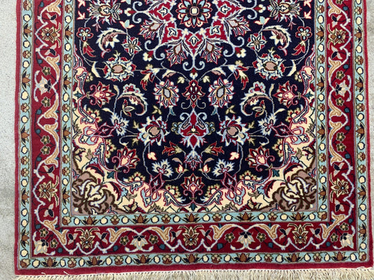 2'4"x3'5" Very Fine Hand-Knotted Wool & Silk Isfahane Rug - Area Carpet