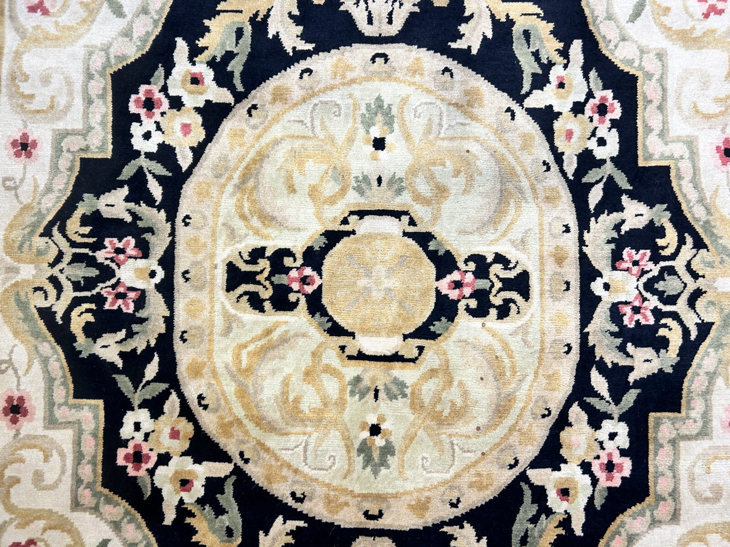 6'1"x9'2" Hand-Knotted 100% Wool Pile Aubusson Carpet - Area Rug