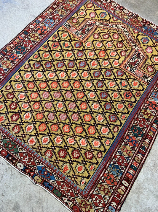 3'7"x4'6'' Collector Antique Russian Shiravan 100% Wool Area Rug