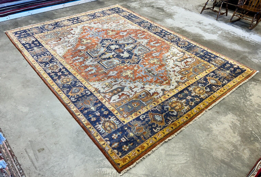 9'x12' Hand-Knotted 100% Lamb Wool Serapie Design Carpet - Area Rug