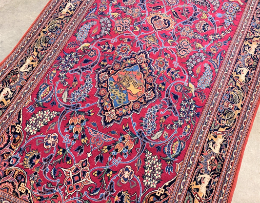 Collector Item - 4'3"x6'10" - Antique Pre-1900 Fine Wool Pile Kashane Rug