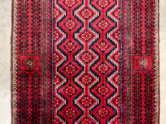 3'3"x6'2" Hand-Knotted 100% Wool Pile Persiane Balouchie Rug