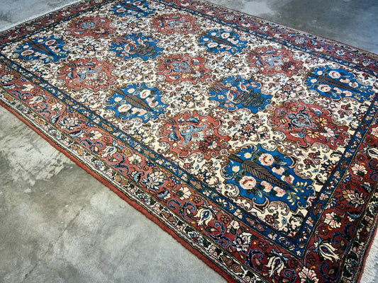 6'7"x9'5" Hand-Knotted 100% Lamb Wool Bakhtiarie Carpet - Area Rug