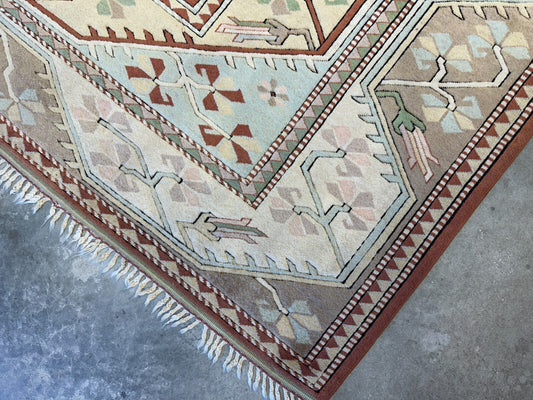 8'10"x11'8" Hand-Knotted 100% Wool Pile Kazak Rug