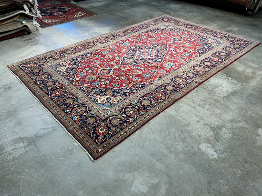 6'5"x10'6'' Hand-Knotted 100% Wool Pile Kashane Area Rug - Area Carpet